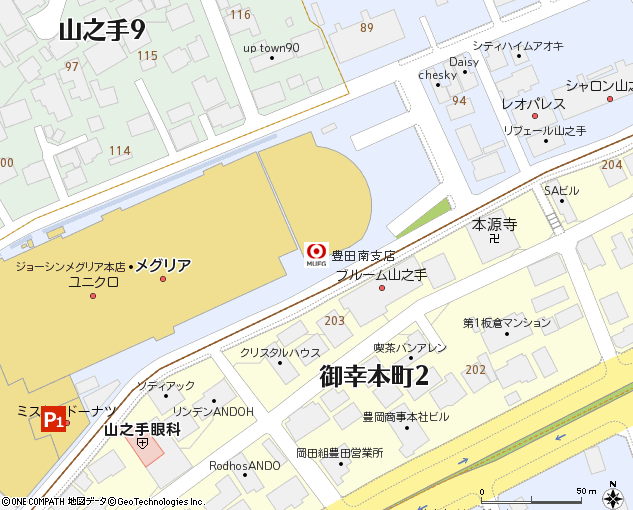 豊田南支店付近の地図